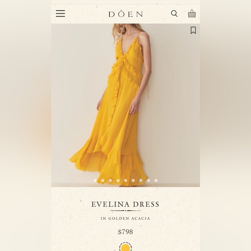 BNWT Doen Evalina dress in golden acacia